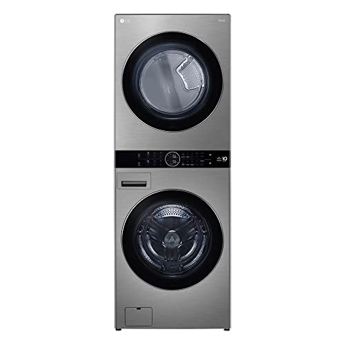 Lava e Seca Smart LG WashTower™ 17kg Aço Escovado com Inteligência Artificial AIDD™ WK17VS6A - 220V
