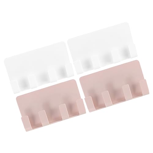 TEHAUX 4pcs Wall Mount Phone Holder Adhesive Charging Organizer for Sundries Storage No Punch Design for Office and Home Space-Saving Hook for Cables and Accessories
