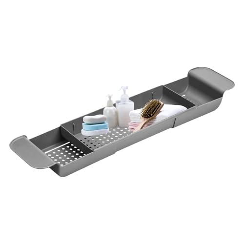 Bandeja para Bañera,Organizador De Baño Expandible para Bañera | Escurridor Rápido, Organizador para Champú Vasos Gel De Ducha Esponjas Y Jabón