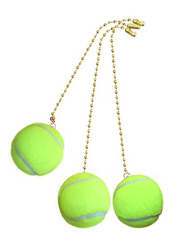 Image of Runwireless Decorative Tennis Ball Sports Ceiling fan pull with 12 inch brass beaded chain - 3 Pack FA1009