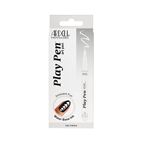 ARDELL Nailart Play Pen - Nagellack Stift ohne UV Lampe, Nail Pen Nagellack mit dünnem Pinsel für French, Muster und Linien | French Stift für Nägel - weiß Cover
