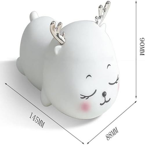 Image of 7-Color Changing Silicon Deer Night Light | Soft Silicone Tap Sensor Lamp | Rechargeable Night Light with USB Cable| Perfect for Toddler, Kids, Boys, Nursery & Home Decor