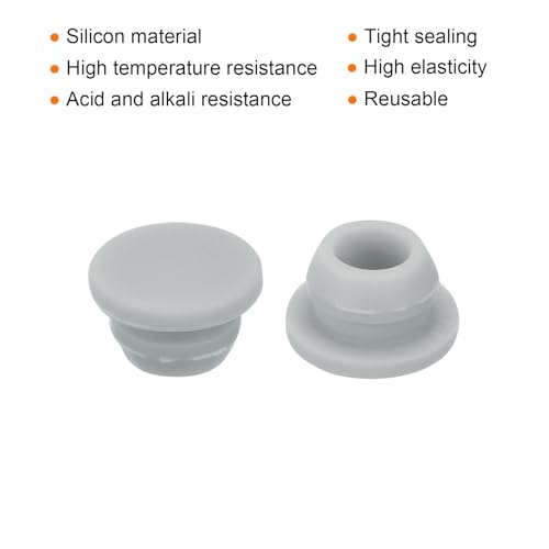 Image of MECCANIXITY 10pcs Silicone Snap in Locking Hole Plugs,7.5mm /0.3 Inch Mounting Diameter Narrow Groove Width 2mm Panel Seal Cover Round for Kitchen Bulkheads Waterproof Sealing Plugs Grey