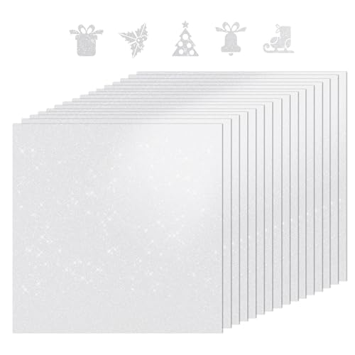BEISHIDA 12x12inch Glitter Cardstock White Glitter Paper for Crafts Graduation Grad Cap Decoration 250GSM Premium Sparkly Scrapbook Paper for Cricut Card Making DIY Art Projects(15 Sheets)