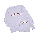 CHRONSTYLE Mutter Tochter Sweatshirt Pullover Partnerlook Basic Langarmshirt Sweatshirt Weihnachten Familie Pullover (Kinder, 6-12 Monate)