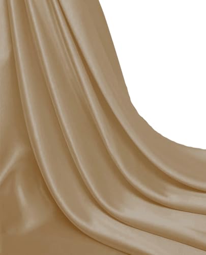 5 Yard Satin Fabric, 44" Wide, Charmeuse Sateen Cloth – Champagne Gold
