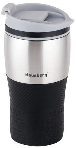 Klausberg KB-7625 Gobelet isotherme de voyage en acier inoxydable 18/8 Noir 320 ml