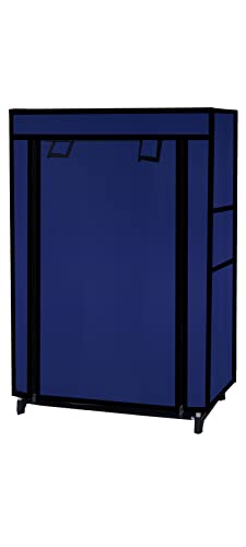 Image of Multi Utility 4 Layer Shelf Collapsible Metal Pipes with Non-Woven 100GSM Fabric Cover for Shoe /Cloth /Toy /Books Rack (Dark Blue, Metal)