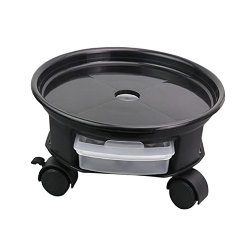 MOBUTOFU Portavaso Rotondo con Ruote e Cassetto Base Rimovibile per Vasi da Giardino Nero