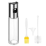 CUESVAP Oil Spray Bottle, 100ml Olive Oil Vinegar Sprayer, Glass Oil Mister with Brush for Cooking, BBQ and Air Fryer