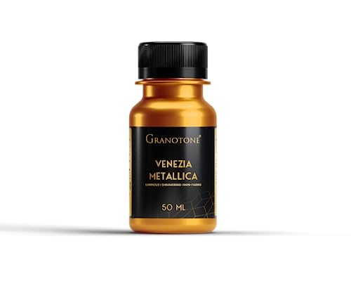 GRANOTONE Venezia Acrylic Metallic Golden Yellow Paint 50 ml Bottle Non Toxic Multi Surface Colour Non Fading & Shimmering Rich Pigments Ideal for Kids Artists & Beginners