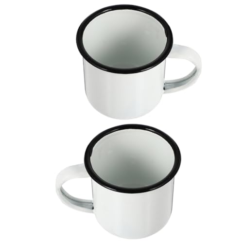 jojofuny Taza de Esmalte Vintage Color 2 Piezas Taza de Café y Té Esmaltada Resistente Ligera para Camping Hogar y Restaurante Retro Multifuncional