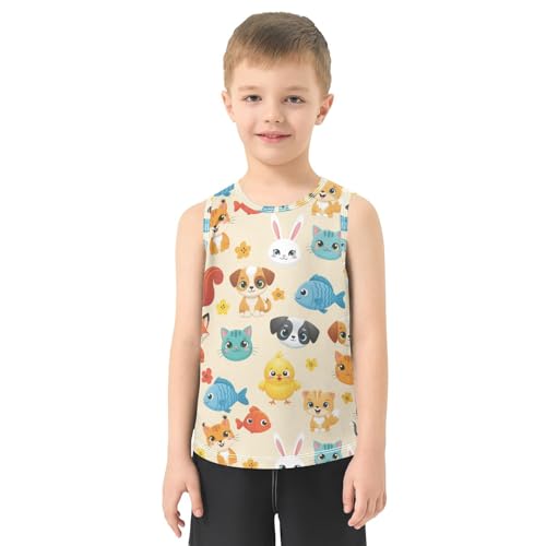 J JOYSAY Cartoon Dog Fox Rabbit Boys Tank Top Sleeveless Muscle Shirts Quick Dry Sport Workout Active Kids T-Shirts 3-15T2
