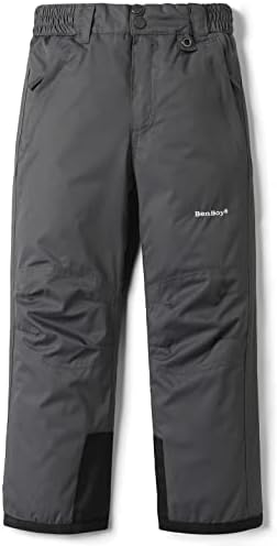 Lelaki Kids Snow Ski Pants Waterproof Insulated Windproof Ripstop Snowboard Pants Boys Girls,HXK6116-Grey-XS