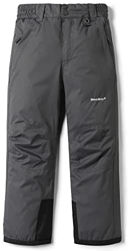 BenBoy Kids Snow Ski Pants Waterproof Windproof Warm Trousers for Boys Girls Winter Outdoor Skating Snowboard,HXK6119-Grey-XL