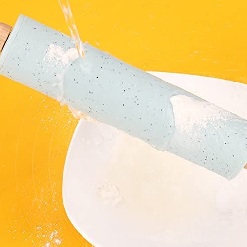 ACiyD Rodillo para Hornear Rosa, alfiler de Silicona con Mango de Madera Envoltura de Bola de Masa de Galleta Antiadherente Palo de Masa Cocina Cocinar Hornear Herramientas de repostería