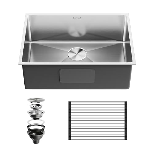 SUS304 Stainless Steel Undermount Single Bowl Kitchen Sink - 27 x 19 x 9 Inch, Handmade With Drying & Strainer, 9'' Depth