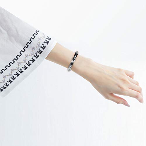 Image of JEROOT Titanium Magnetic Bracelet for Women, Adjustable Size, 3500 Gauss Magnets, Cubic Zirconia, Gift Box Included Silver (3500 Gauss)