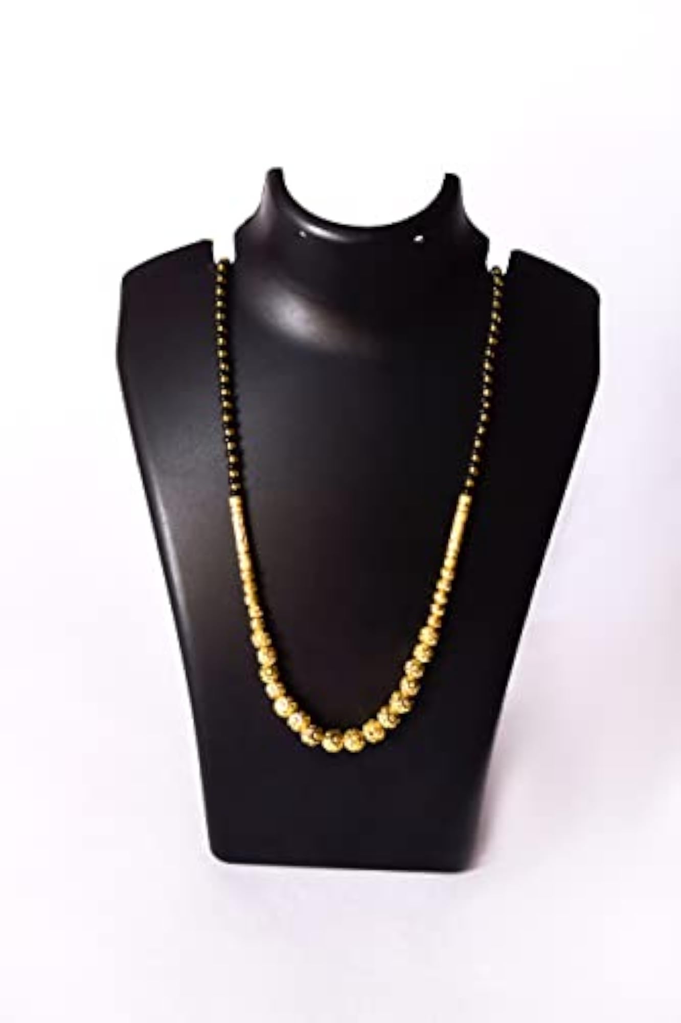 Gold Studded Mangalsutra Tanmaniya Necklace with Black Bead Chain