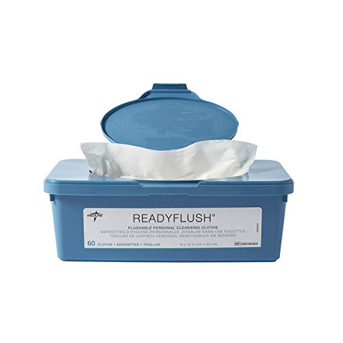Medline Readyflush Large Adult-Sized 8X12 Personal Cleansing Cloths - Tub Of 60 Flushable Wipes #TOP2