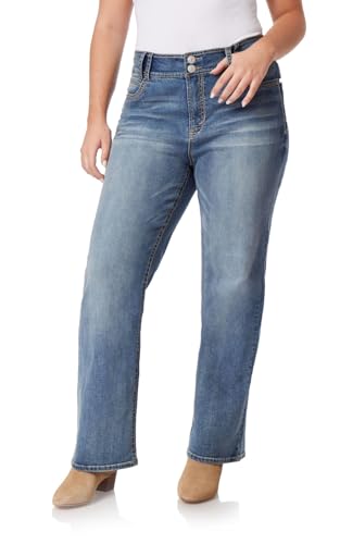 WallFlower Women's Size InstaStretch Luscious Curvy Bootcut Jeans, Galaxy, 16 Plus Short