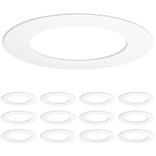 Amico 12 Pack Goof Rings for 6 Inch Recessed Lights, Can Light Trim Ring Cover, Outer Diameter 8.6-inch, Inner Diameter 6.2-inch, Durable Plastic Design, White