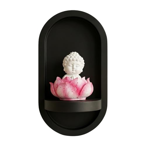 Image of eCraftIndia White Lord Buddha Idol in Pink Lotus Base | Baby Buddha Statue for Car Dashboard Office Home Decor | Gift for Diwali Housewarming Birthday
