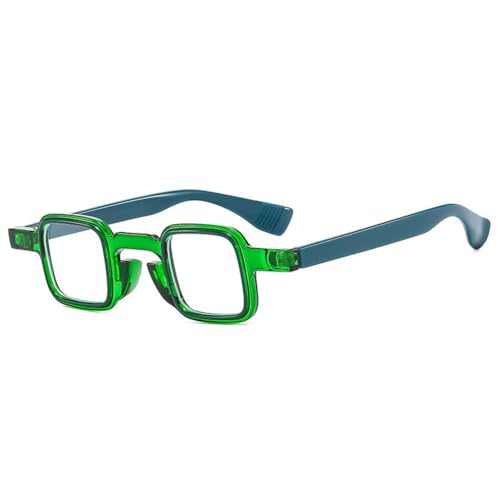 Lunettes de soleil carrées bicolores vert clair avec verres transparents rétro