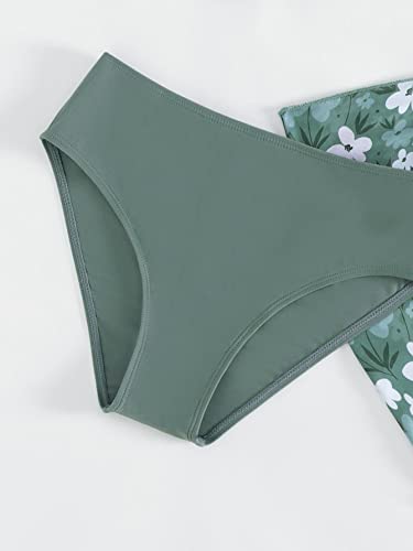 SHENHE Girl's 3 Piece Cute Ditsy Floral Print Triangle Bikini Swimsuit with Beach Cover Up4