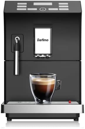 Eficentline-205 Fully Automatic Espresso Machine, One Touch Coffee Machine with Manual Milk Frother for Cappuccino & Latte, Stainless Steel, Black (Espresso Machine w Milk Frother)