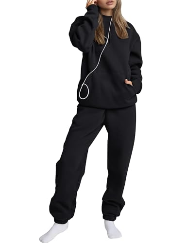 MISSACTIVER 2 Piece Airplane Mode Travel Hoodie For Men Women Oversized Sweatshirt Built-In Eye Mask Sweatpants Tracksuit Set4