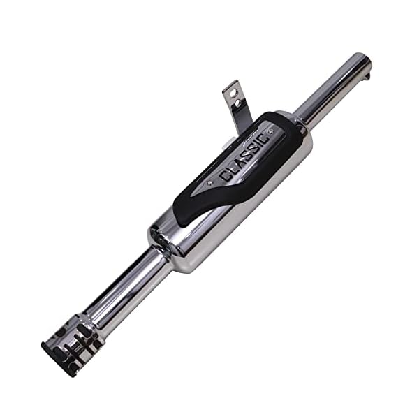 AllExtreme EX129 Indori Model Exhaust Silencer Compatible for BS3 and BS4 Model Royal Enfield Bullet 350cc and 500cc (Chrome)
