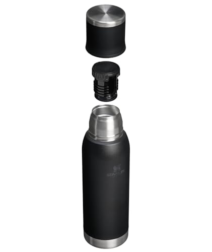 Image of Stanley Adventure-To-Go Vacuum Bottle 25 oz | Wide Mouth with Leakproof Cup Lid | Keep Drinks Hot or Cold | Packable for Travel | Insulated Stainless Steel Thermal Bottle | BPA-Free | Black 2.0