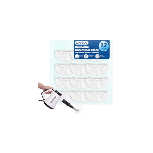 LOVECO 12er Set Dampfreiniger Zubehör Mikrofaser Ersatztücher – Universalpassform für Handdampfreiniger & Steam Cleaner – waschmaschinengeeignet & kratzfrei