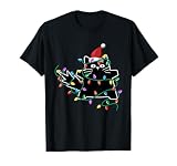 Black Cat Christmas Tree Lights Funny Santa Kitten T-Shirt