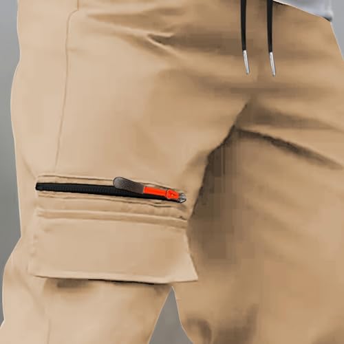 Work Pants for Men Cargo Pants Casual Lightweight Elastic Waist Drawstring Tapered Pant with Pockets3