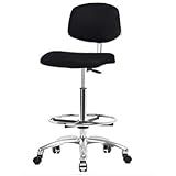 Global Industrial Clean Room Stool, Vinyl, Black, Armless, Mid Back