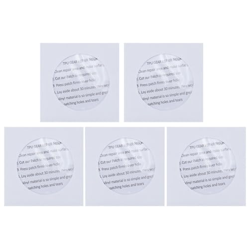 Artibetter 5 Piezas Parche de Reparación Transparente de TPU Adhesivo Fuerte para Piscinas Hinchables y Colchones de Aire, Resistente y Fácil de Aplicar en Exteriores