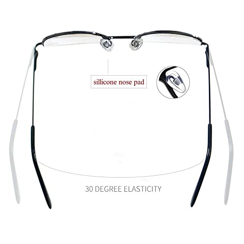 Viseng Half Frame Reading Glasses for Women Men Slim Half Moon Lens Readers Metal 2 pack Semi Rimless eyewear