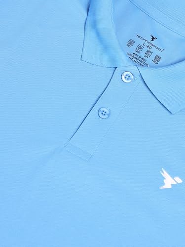 Image of TECHNOSPORT Men's Solid Slim Fit Polo Collar T-Shirt MATPIQ Half Sleeve Button Polyester for Gym Running Workout UPF50+ Anti Odour