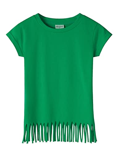 Image of Noomelfish Girls Short Sleeve Fringe T-Shirts Soft Jersey Cotton Tee Tops (3-12 Years)
