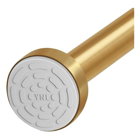 YNL Tension Curtain Rod Adjustable, 34-52 inches Brushed Gold, Anti-Slip, Rust-Resistant, Never Collapse,No Drill & Easy Install, Perfect for Small Windows, Closets and Doors Cover