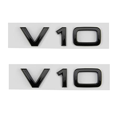 Image of 2pcs Glossy Black ABS Letter Number V10 Emblem for AUD Car Styling Side Badge Sticker