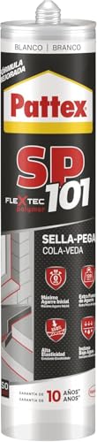 Pattex SP101 Original, adhesivo sellador para interiores y exteriores, polímero sellador blanco multimaterial, sellador de juntas en cartucho, 1 x 280 ml