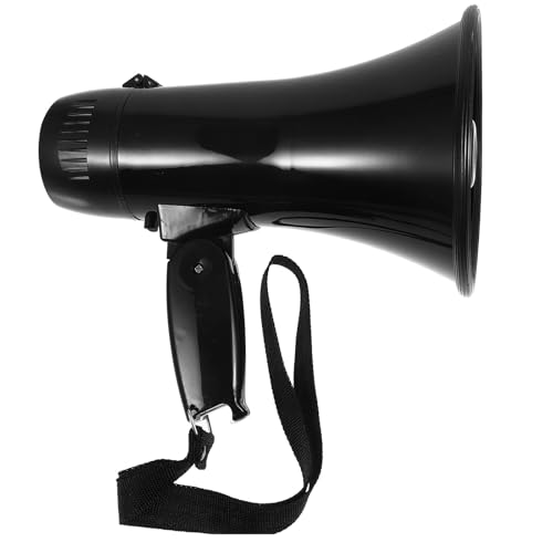 Alasum Megáfono Portátil Pequeño 25w Grabación de 240 Segundos, Altavoz para Profesores y Eventos Deportivos, Función de Advertencia y Seguridad, Color Negro, Funciona 4 Pilas Tipo D (no