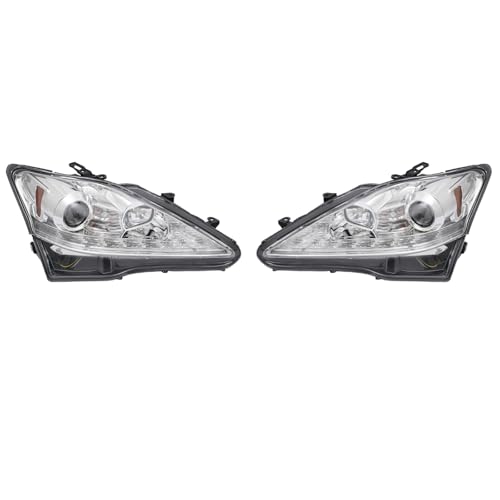 DRRSBRP Front LED Halogen Headlight Left+Right Side for 2006-2010 Lexus IS250 IS350 Driver&Passenger Head Lights Lamp Direct Replacement Headlamps Assy Set Assembly