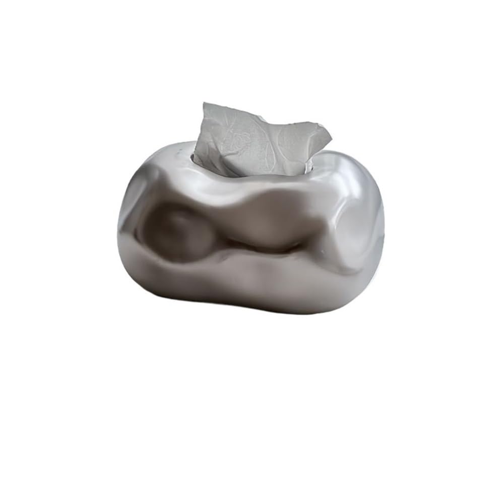Tissue Box Holder Creative Ceramic Tissue Box Cover Home Hotel Decoration Ornaments Napkin(Silver)
