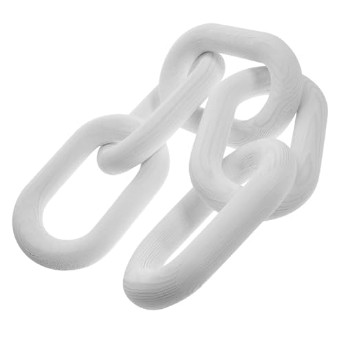 Toyvian Rustic Wooden Knot Chain Decor for Coffee Table and Shelf Hand-carved Five-link Ornament in White Unique Home Accent for Living and Nursery Festival Decoration