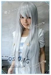 Amazon  ストレート ロング ウィッグ コスチューム用小物 シルバー 白 