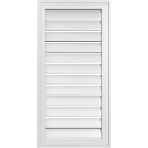18"W x 36"H Rectangle Surface Mount PVC Gable Vent: Functional, w/ 2"W x 1-1/2"P Brickmould Frame by Ekena Millwork - Used condition - CA$40.36